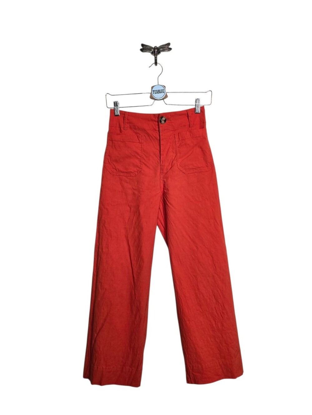 Anthropologie Maeve The Colette Wide Leg Pants Orange 26 Magic Fabric Crop - Picture 2 of 12